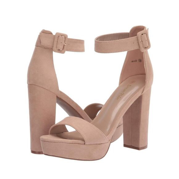 Dream Paris Women's Size 10 Nude Suede High-Heel Open-Toe Sling-Back Shoes - Picture 2 of 11